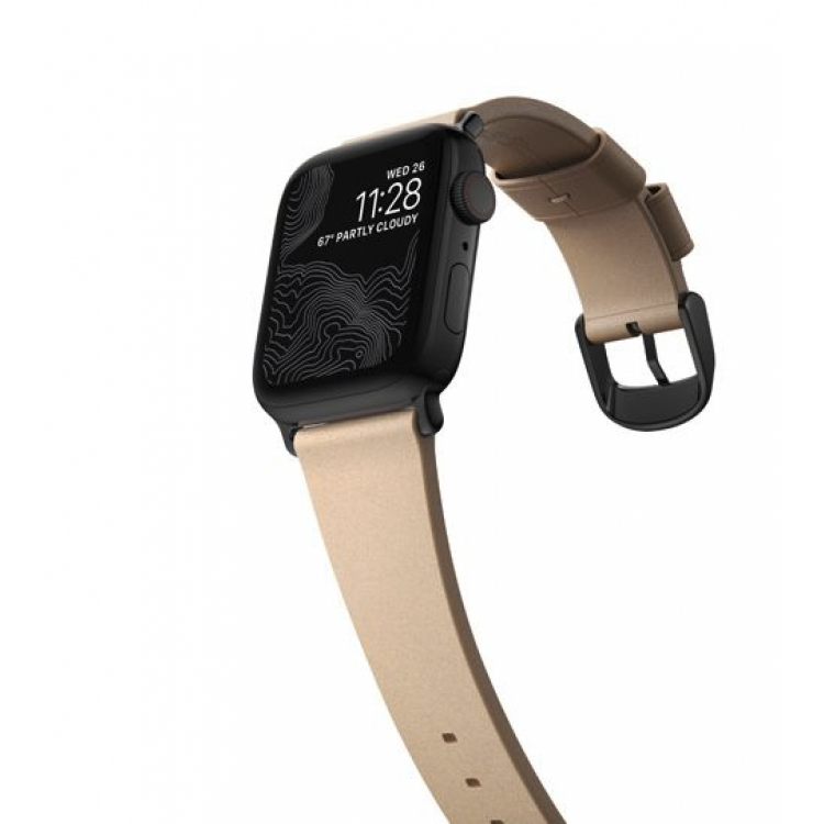 Nomad Horween Δερμάτινο Strap NATURAL Modern για Apple Watch series - 38mm-40mm-41mm - ΑΝΟΙΚΤΟ ΚΑΦΕ με ΜΑΥΡΟ ΚΛΙΠ - NM10JNB000