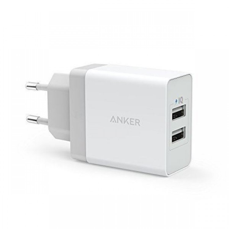 Anker 24W Οικιακός Φορτιστής PowerIQ, VoltageBoost με 2X USB PORTS - ΛΕΥΚΟ - EU PLUG