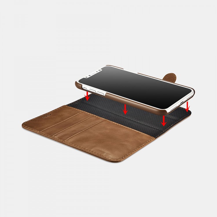 Θήκη ICARER FOLIO Δερμάτινη Leather Magsafe 2in1 Wallet με RFID για Apple iPhone 16 Pro 6.3 5G 2024 - ΚΑΦΕ - WMI16240720