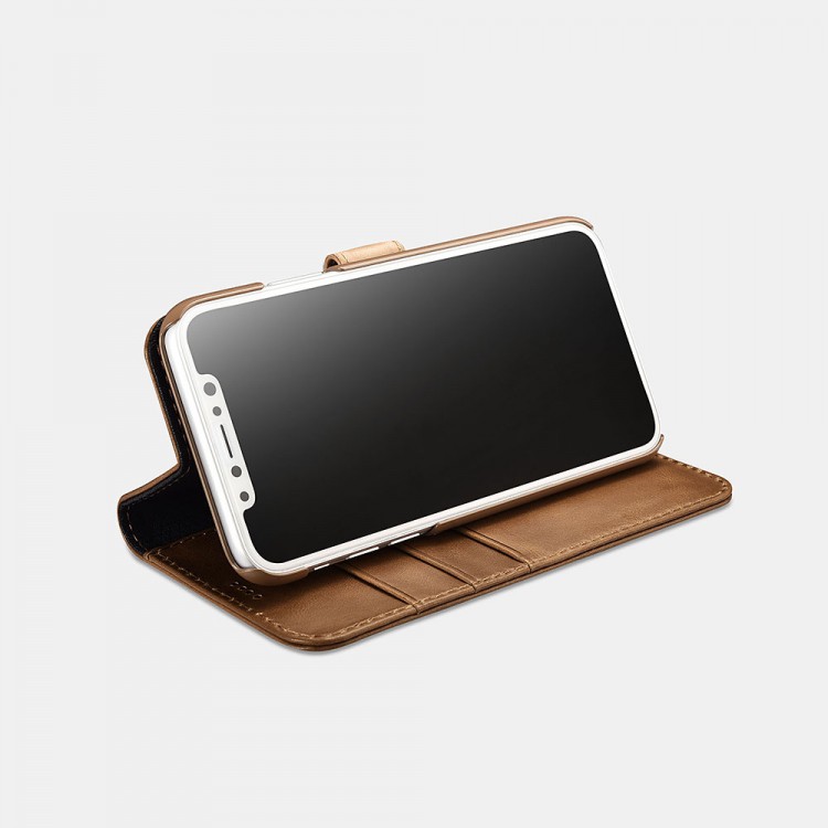 Θήκη ICARER FOLIO Δερμάτινη Leather Magsafe 2in1 Wallet με RFID για Apple iPhone 16 Pro 6.3 5G 2024 - ΚΑΦΕ - WMI16240720