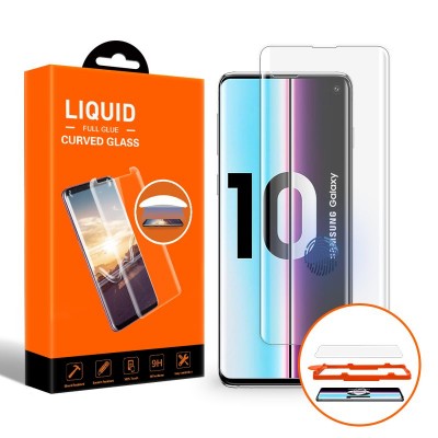 T-MAX UV GLASS REPLACEMENT Repair Kit for Tempered Glass Case Friendly Fullcover 3D FULL CURVED 0.3MM for Samsung Galaxy S10 PLUS - CLEAR