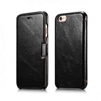 Case ICARER FOLIO Leather VINTAGE for Apple iPhone 6 6S PLUS - BLACK