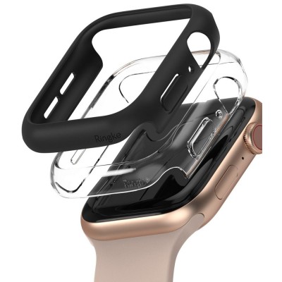 RINGKE SLIM 2-PACK Fit θήκη for Apple Watch 4,5,6,SE - 44MM - ΔΙΑΦΑΝΟ ΜΑΥΡΟ - SLAP0035