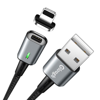 ELOUGH cable USB 1.0m with Magnetic Adapter USB to LIGHTNING , 3Amp - E05, 1M  - BLACK