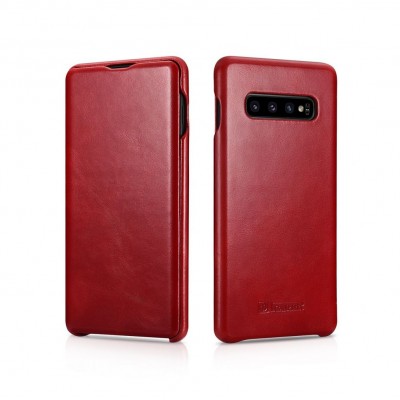 Θήκη ICARER FOLIO Δερμάτινο VINTAGE για SAMSUNG GALAXY S10 PLUS - ΚΟΚΚΙΝΟ