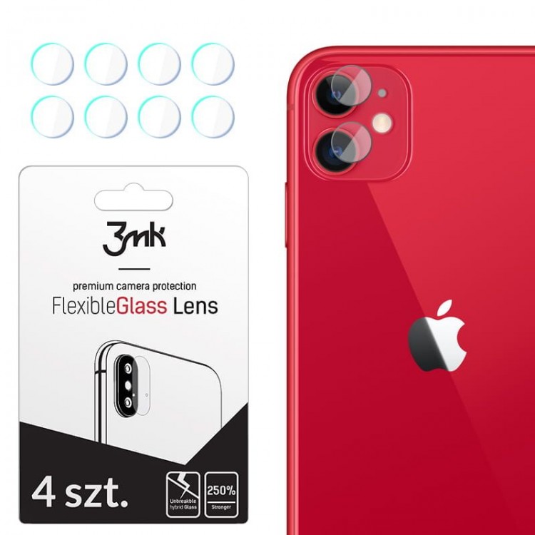 3MK Γυάλινο γυαλί 7H FLEXIBLE GLASS για CAMERA LENS Apple iPhone 11 2019 - CLEAR - 4 PCS