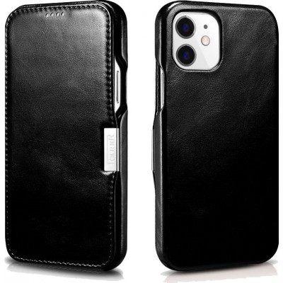 Case ICARER FOLIO Leather VINTAGE for Apple iPhone 12 PRO 6.1 - BLACK
