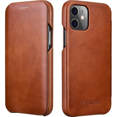 Case ICARER FOLIO Leather Curved Edge VINTAGE for Apple iPhone 12 MINI 5.4 - BROWN - RIX 1203