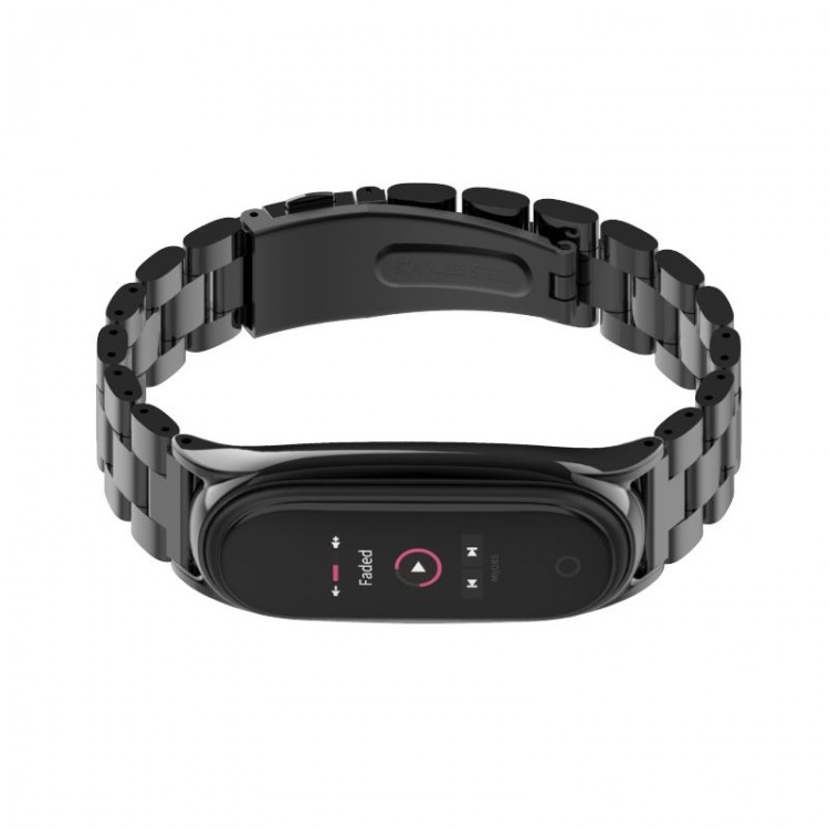 Tech Protect STAINLESS BRACELET λουράκι για XIAOMI MI BAND 5 smartwatch - ΜΑΥΡΟ