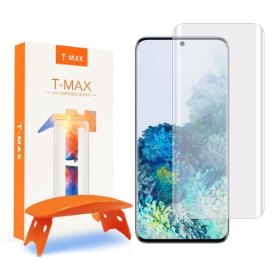 T-MAX UV GLASS Tempered Glass Case Friendly Fullcover 3D FULL CURVED 0.3MM for Samsung Galaxy S20 2020 - CLEAR