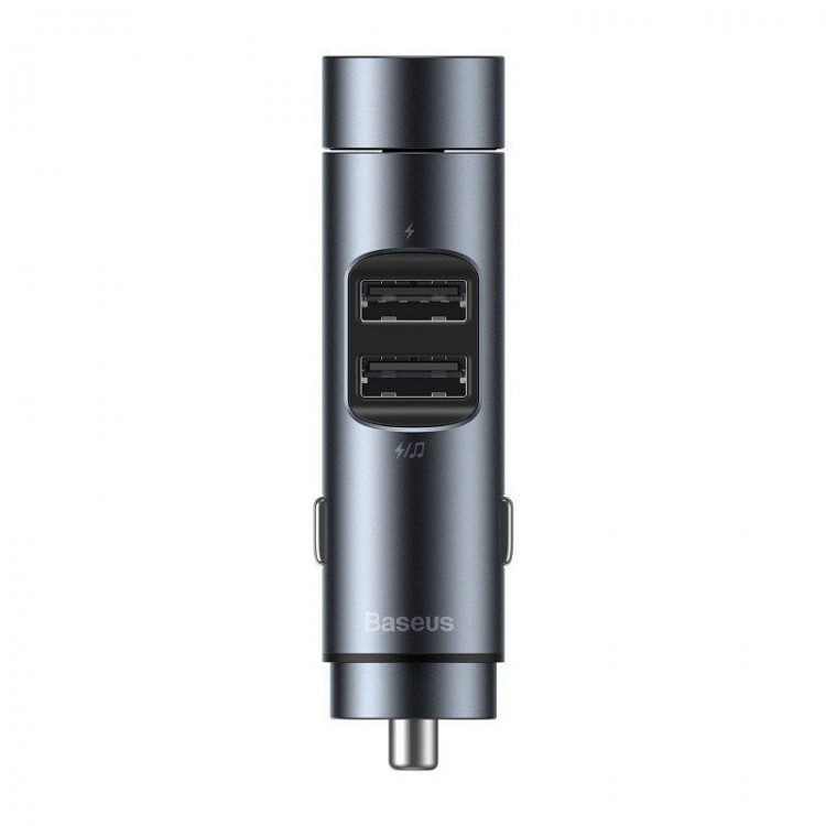 BASEUS ENERGY COLUMN 2-PORT USB bluetooth FM Transmitter 2xUSB και Φορτιστής Αυτοκινήτου - ΓΚΡΙ