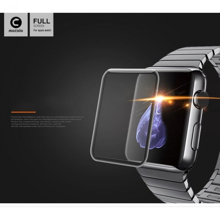 Γυαλί προστασίας Fullcover BS MOCOLO TG+3D 0.3MM Tempered Glass για APPLE WATCH 1,2,3 (42MM) - ΜΑΥΡΟ 