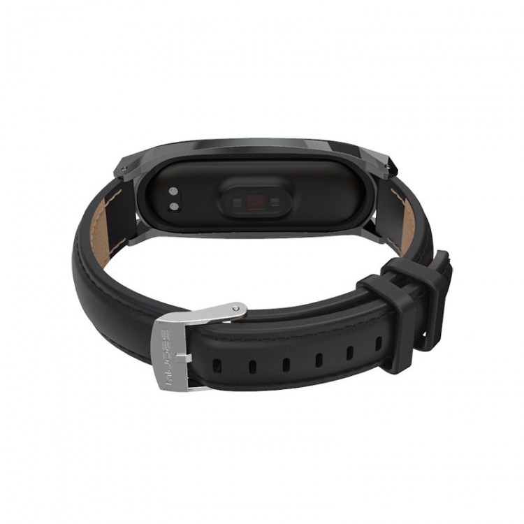Tech Protect HERMS BAND Δερμάτινο λουράκι για XIAOMI MI BAND 5 smartwatch - ΜΑΥΡΟ