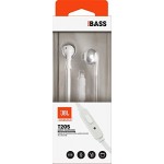JBL by HARMAN T205 Ακουστικά Hands-Free FLAT CABLE με εργονομικά Ear Pads- ΑΣΗΜΙ ΛΕΥΚΟ