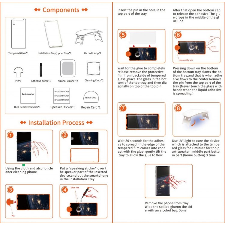 T-MAX UV GLASS Repair Kit ΑΝΤΙΚΑΤΑΣΤΑΣΗΣ για Γυαλί προστασίας Case Friendly Fullcover 3D FULL CURVED 0.3MM για Samsung Galaxy S9 PLUS - ΔΙΑΦΑΝΟ