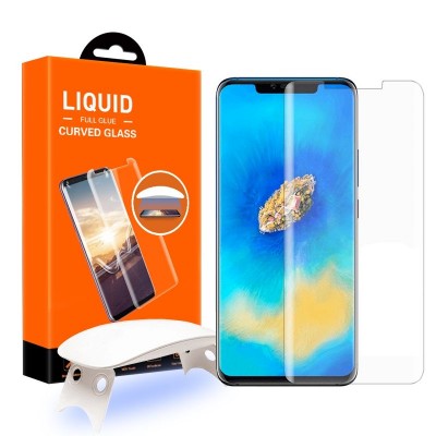 T-MAX UV GLASS Tempered Glass Case Friendly Fullcover 3D FULL CURVED 0.3MM for HUAWEI MATE 20 PRO - CLEAR