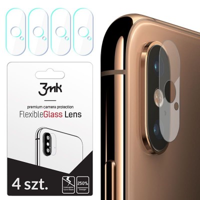 3MK Τempered glass 7H FLEXIBLE GLASS for CAMERA LENS Αpple iPhone XS MAX - CLEAR - 4 PCS