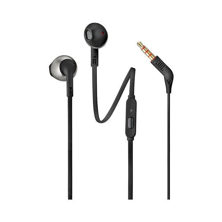 JBL by HARMAN T205 Ακουστικά Hands-Free FLAT CABLE με εργονομικά Ear Pads- ΜΑΥΡΟ