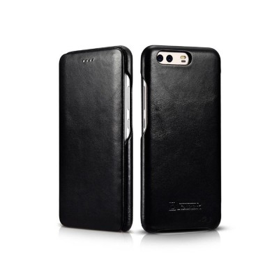 Case ICARER FOLIO Leather VINTAGE CURVED EDGE for HUAWEI P10 - BLACK