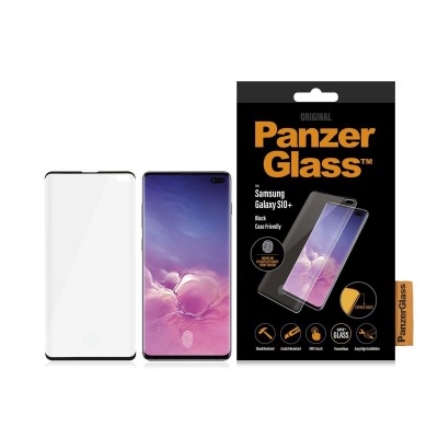 PanzerGlass Tempered Glass Fullcover Case Friendly Fingerprint 0.3MM for Samsung Galaxy S10 Plus - BLACK