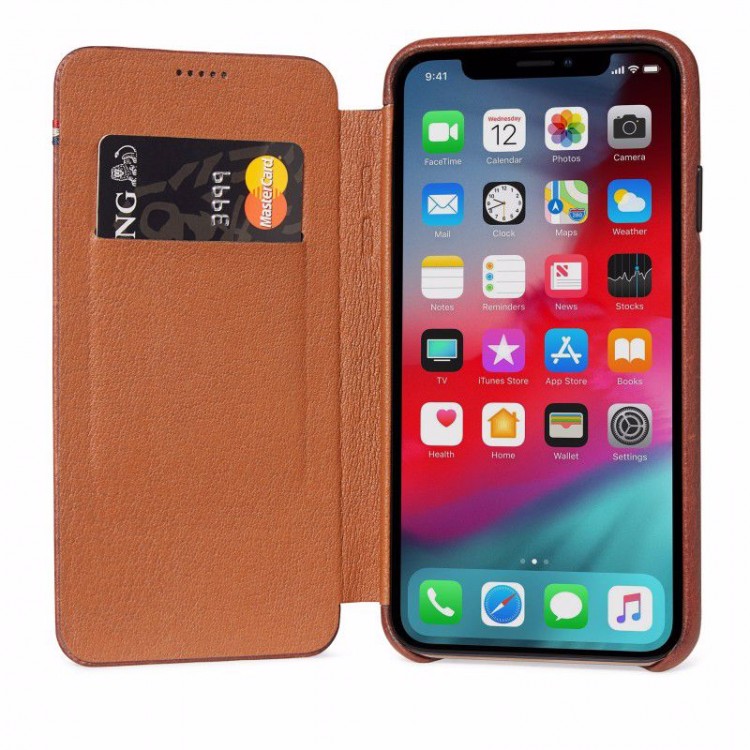 Θήκη Decoded Γνήσια Δερμάτινη πορτοφόλι Slim για Apple iPhone XS Max - ΚΑΦΕ - D8IPO65SW3CBN