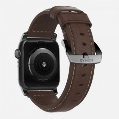 Nomad Horween Δερμάτινο Strap Traditional για Apple Watch Series 4,5,6,SE,7,8,9,10,ULTRA 1/2 - 44mm-42mm-45mm-46mm-49mm - ΚΑΦΕ ΜΑΥΡΟ