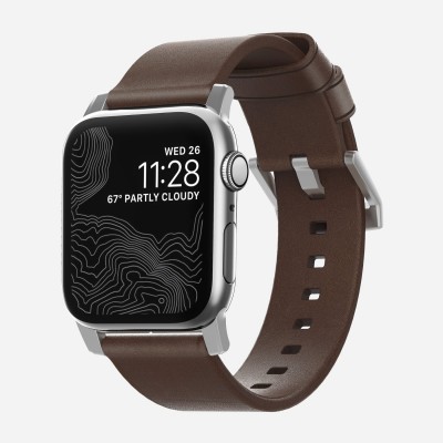 Nomad Horween Δερμάτινο Strap Modern για Apple Watch 1,2,3,4 - 42mm-44mm - ΚΑΦΕ με ΑΣΗΜΙ ΚΛΙΠ