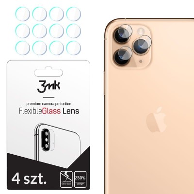 3MK Τempered glass 7H FLEXIBLE GLASS for CAMERA LENS Αpple iPhone 11 PRO max 2019 - CLEAR - 4 PCS