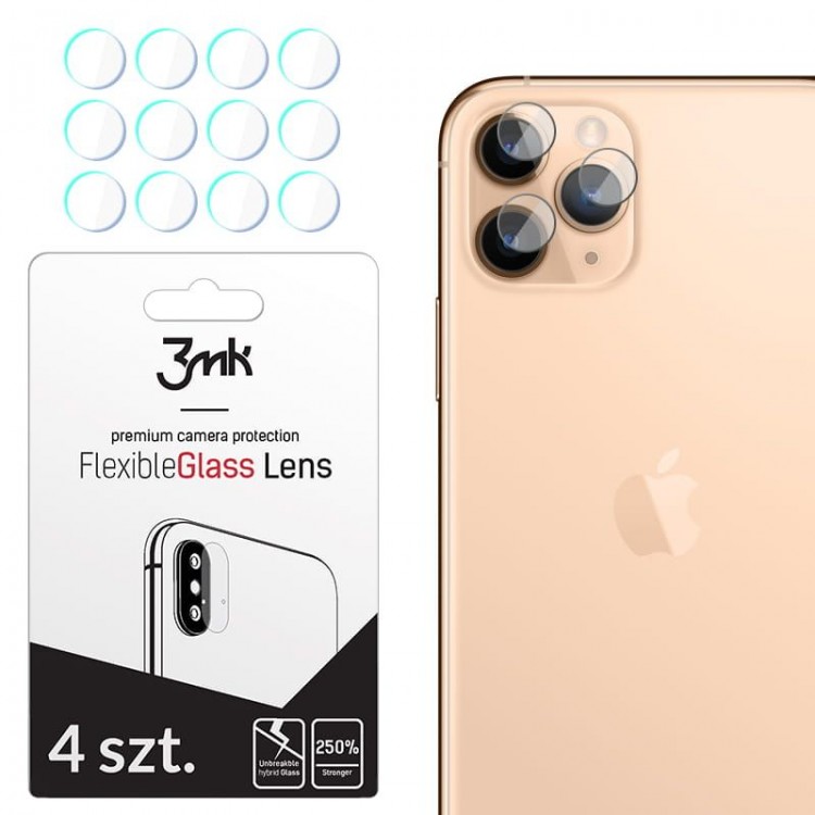 3MK Γυαλί προστασίας 7H FLEXIBLE GLASS για Camera Lens Αpple iPhone 11 PRO max 2019 - ΔΙΑΦΑΝΟ - 4 ΤΕΜ