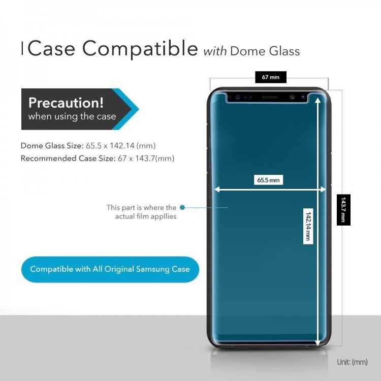 WHITESTONE DOME Γυαλί προστασίας Fullcover 3D 9H 0.33MM FULL CURVED για Samsung Galaxy S9 - ΔΙΑΦΑΝΟ