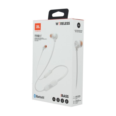 JBL by HARMAN T110 BT, Flat cable Headset BLUETOOTH Hands-Free Comfortable Ergonomic Ear Pads - WHITE
