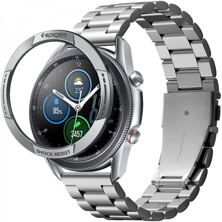 SPIGEN SGP CHRONO SHIELD Προστατευμένο δακτύλιο στεφάνης για Samsung Galaxy Watch 3 45mm - Ανοξείδωτο ατσάλι - ΑΣΗΜΙ - AMP02239