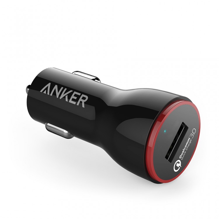 Anker 24W PowerDrive+ 1 Φορτιστής Αυτοκινήτου με καλώδιο MICRO-USB με Quick Charge 3.0 - ΜΑΥΡΟ - B2210H11