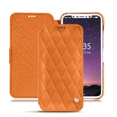 Case NOREVE Leather Wallet Nappa for Apple IPhone X, XS - Perpétuelle - Orange Couture Pantone 1495U - 2115TD14-PC/f