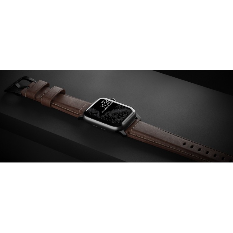 Nomad Horween Δερμάτινο Strap Traditional για Apple Watch 1,2,3,4,5 - 38mm-40mm - ΚΑΦΕ ΜΑΥΡΟ - NM1A3RBT00
