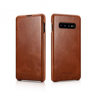 Case ICARER FOLIO Leather VINTAGE for SAMSUNG GALAXY S10 PLUS - BROWN