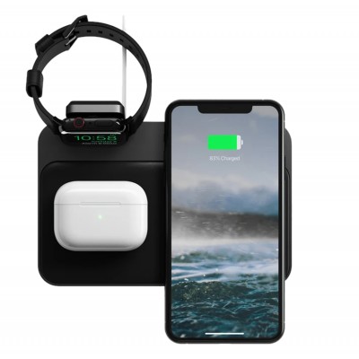 Nomad Base Station AW V3 Wireless Pad Qi Charger 3x10W with Apple Watch Series DOCK with Magnetic Alignment - BLACK - NM01862185
