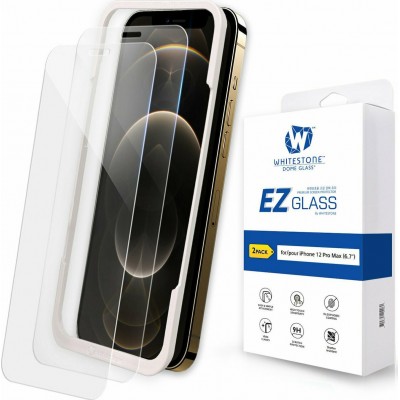 WHITESTONE DOME Γυαλί προστασίας Fullcover EZ Glass 3D 9H 0.33MM FULL CURVED για Apple iPhone 12 Pro Max 6.7 - ΔΙΑΦΑΝΟ - 2 PACK