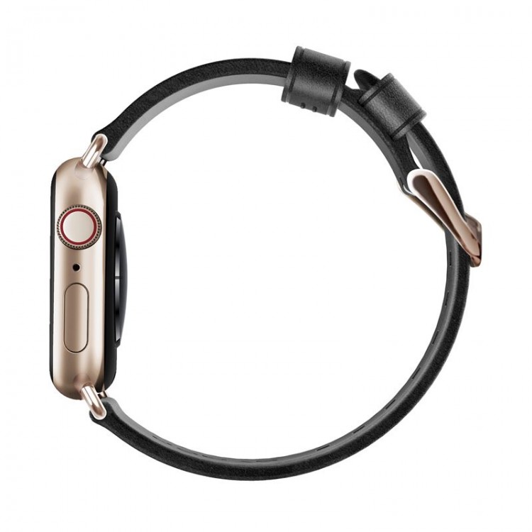 Nomad Horween Δερμάτινο Strap Modern για Apple Watch 1,2,3,4,5,6,SE,7 - 38mm - 40mm - 41mm - ΜΑΥΡΟ ΧΡΥΣΟ - NM10J1T000