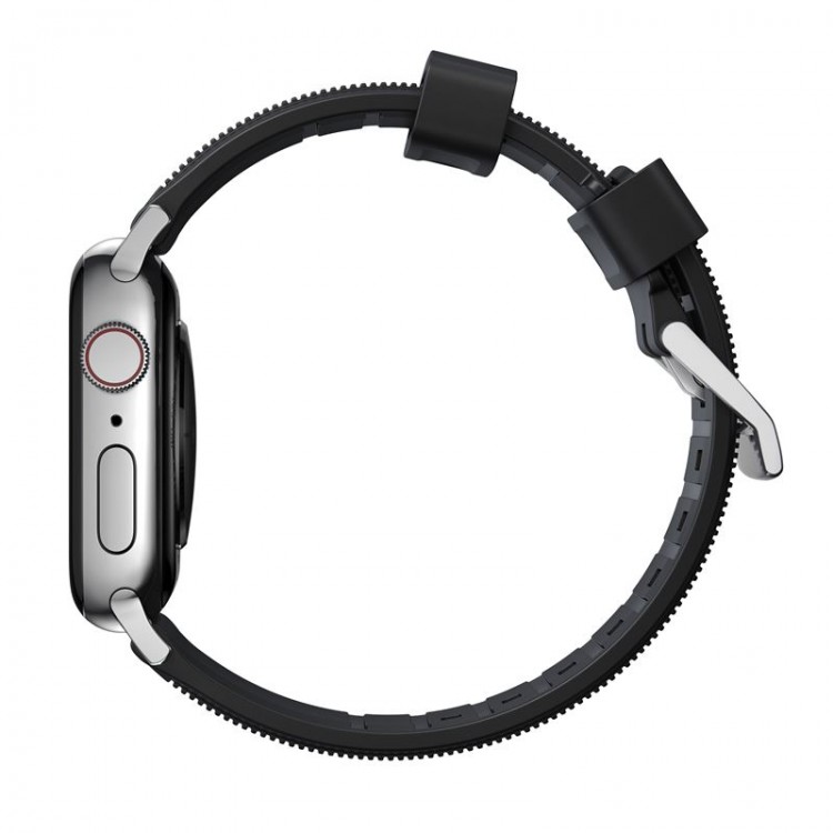 NOMAD Sport Rugged Strap Waterproof silicone για Apple Watch 1,2,3,4,5,6,SE - 38mm - 40mm - ΜΑΥΡΟ ΑΣΗΜΙ - NM1A31SN00 