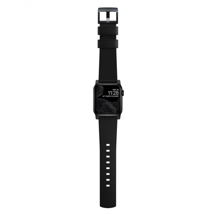 Nomad Waterproof Δερμάτινο ACTIVE Strap Pro για Apple Watch 1,2,3,4,5,6 - 42mm-44mm - BLACK BLACK - NM1A41BNW0