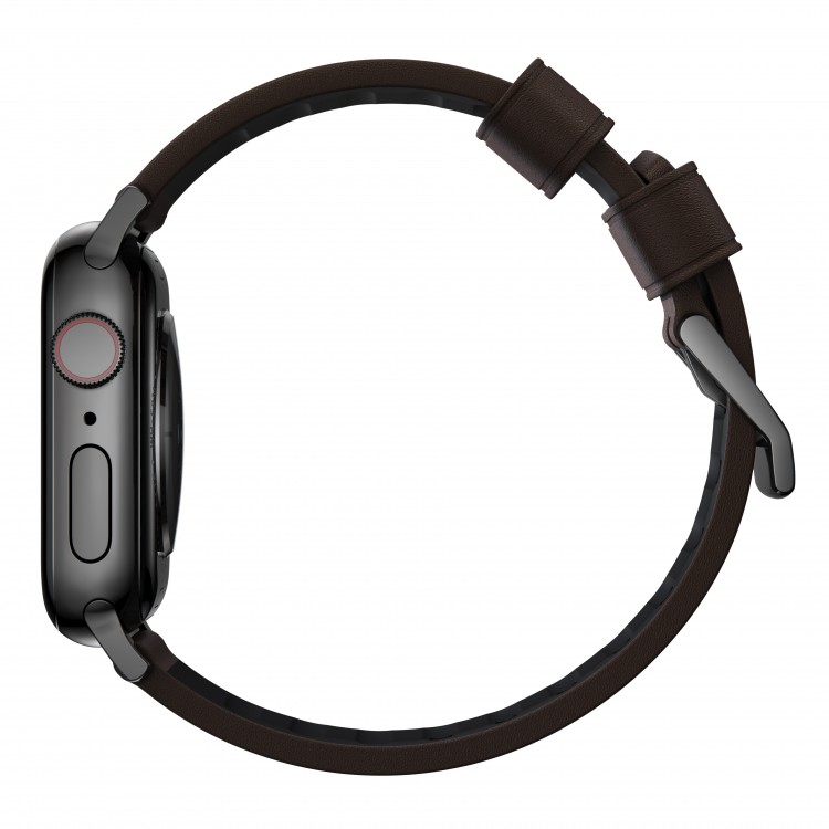 Nomad Waterproof Δερμάτινο ACTIVE Strap Pro για Apple Watch 1,2,3,4,5,6 - 42mm-44mm - ΚΑΦΕ ΜΑΥΡΟ - NM1A4mBNW0
