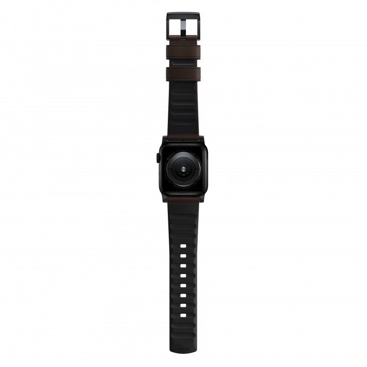 Nomad Waterproof Δερμάτινο ACTIVE Strap Pro για Apple Watch 1,2,3,4,5,6 - 42mm-44mm - ΚΑΦΕ ΜΑΥΡΟ - NM1A4mBNW0