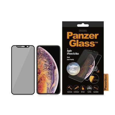 PanzerGlass Tempered Glass Fullcover Privacy CamSlider "Edge-to-Edge" Case Friendly 0.3MM for Apple iPhone 11 PRO MAX, XS MAX - BLACK