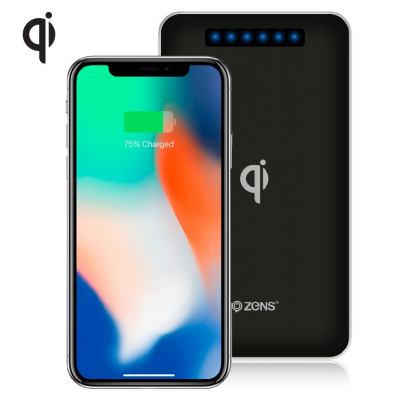 Zens Ασύρματoς Φόρτιστης Qi για smartphones με Power Bank 4500mAh - ΜΑΥΡΟ - ZEPB01B00