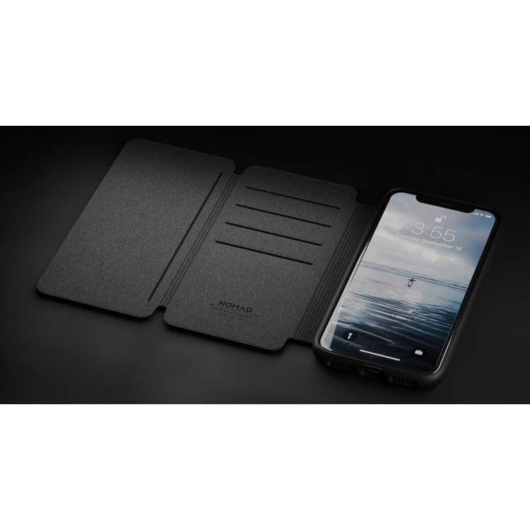 NOMAD θήκη δερμάτινη Πορτοφόλι Tri-Fold για Apple iPhone XS MAX - KAΦΕ - NM21TR0H50