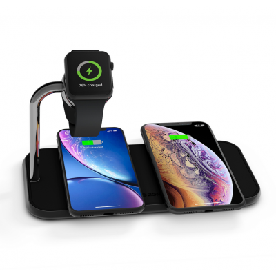 Zens Aluminium Dual Wireless Qi Charger with Apple Watch Series 10W charger - BLACK - ZEDC05B00