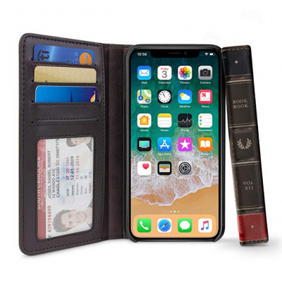 Case Twelve South BookBook FOLIO 2in1 for APPLE iPhone X, XS Genuine Leather - BLACK - TW-12-1735