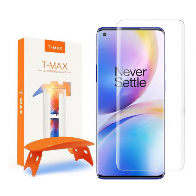 T-MAX UV GLASS Tempered Glass Case Friendly Fullcover 3D FULL CURVED 0.3MM for OnePlus 8 Pro - CLEAR - TMX039
