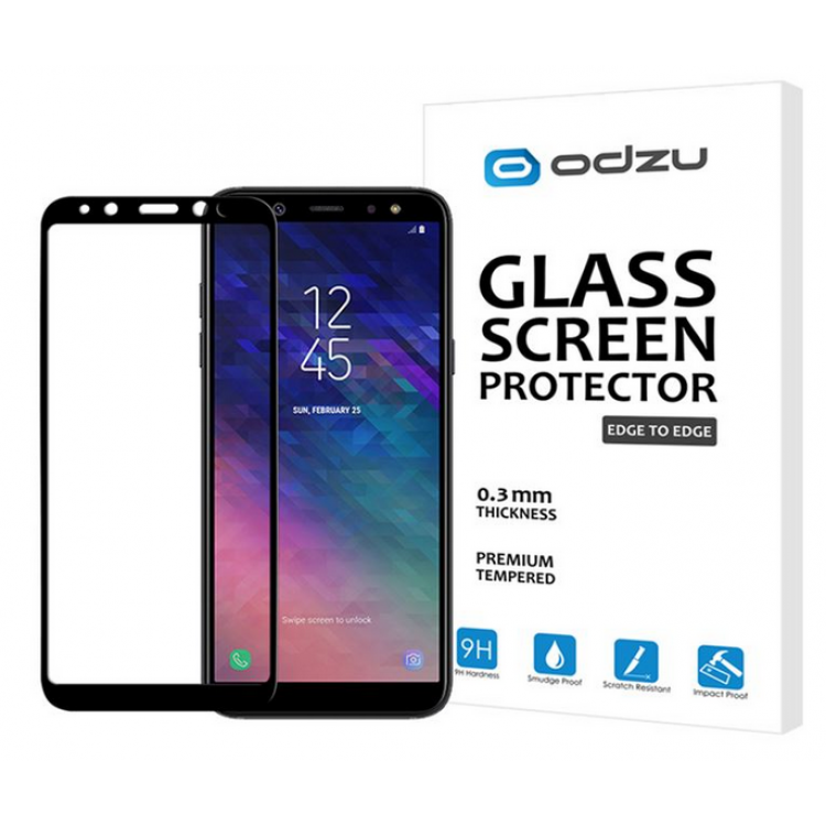 Γυαλί Προστασίας Odzu Glass Screen Protector, E2E για SAMSUNG Galaxy A6 2018 - ΜΑΥΡΟ - GLS-E2E-GLXA618
